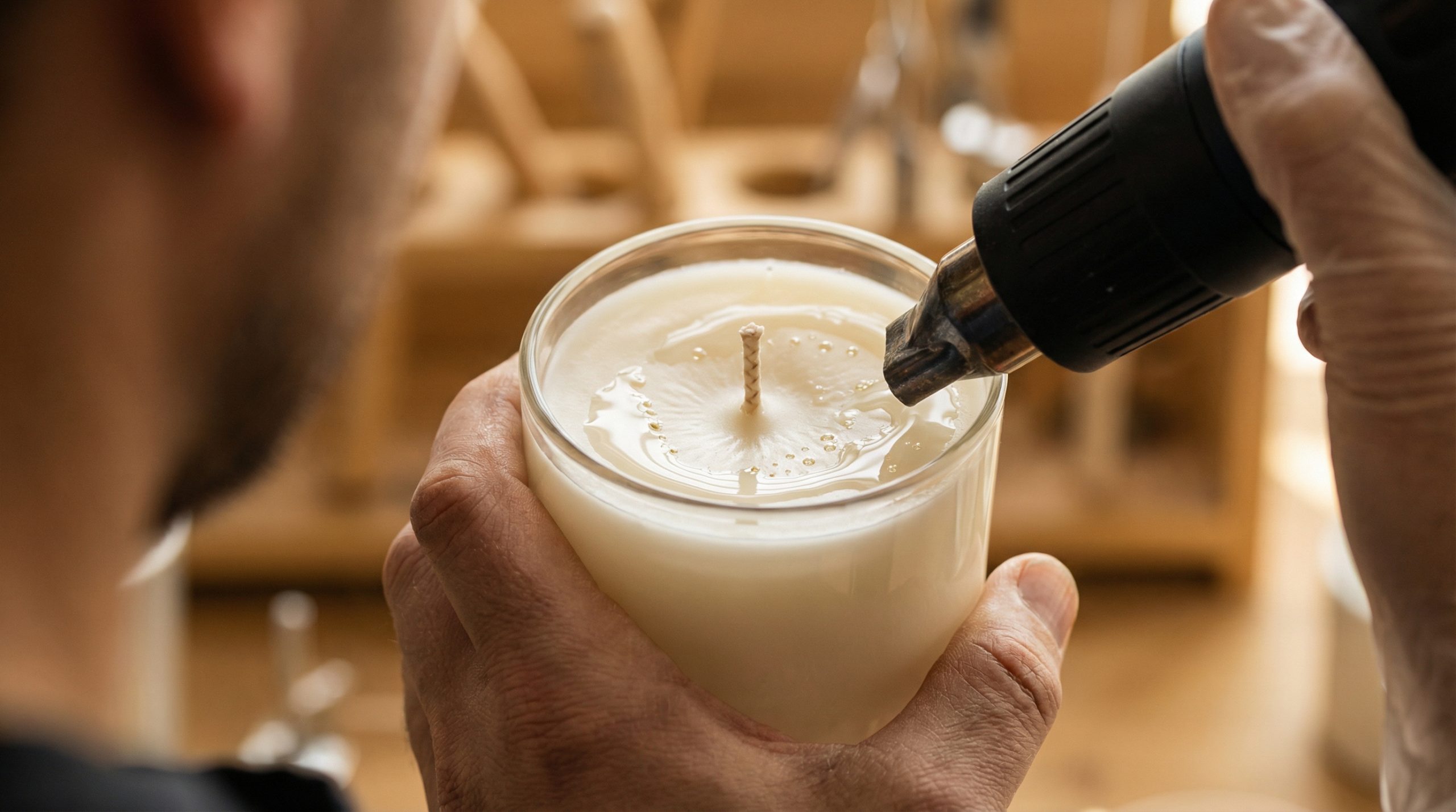 Soprador térmico nivela o topo rugoso das Velas e Aromas - 2