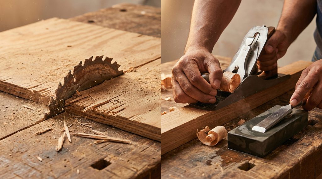 Lâminas cegas rasgam a Madeira e Montagem (afie já)