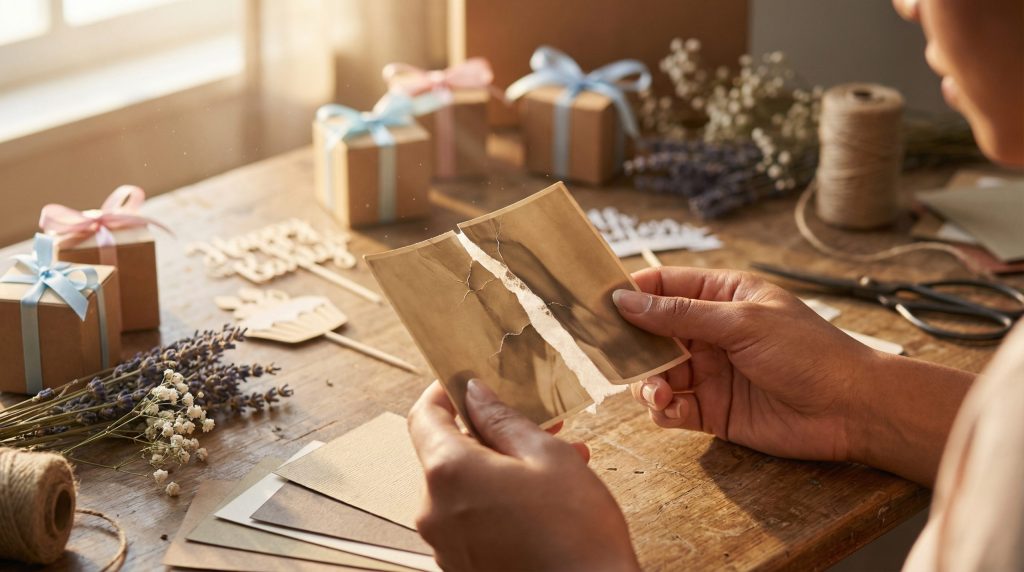 Papel fotográfico quebra no vinco das Festas e Lembranças