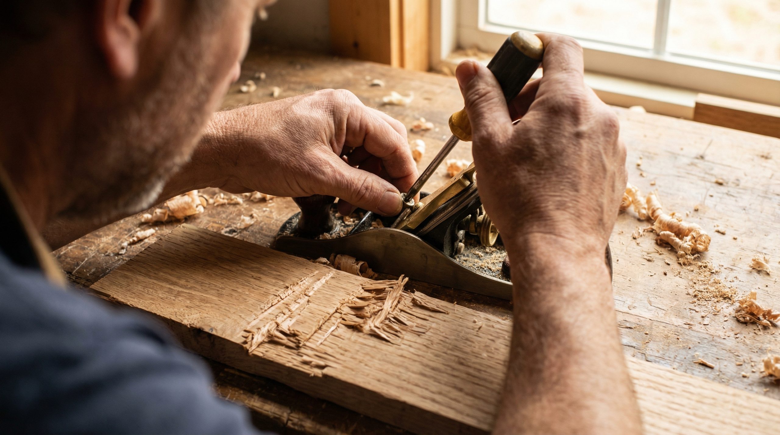 Plaina desregulada cava buracos na Madeira e Montagem - 2